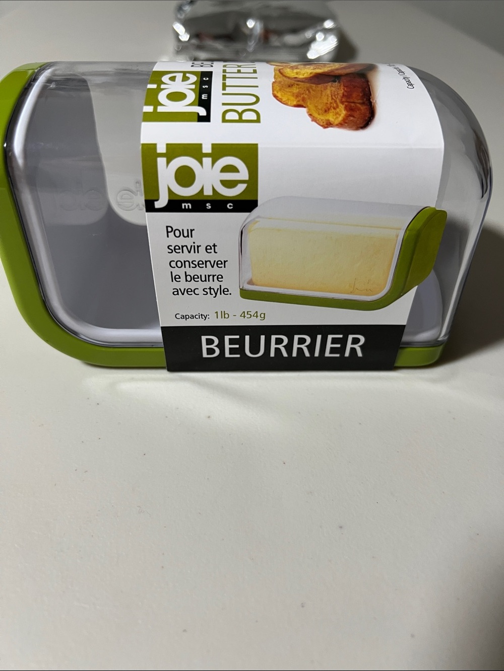 Joie Butter Dish with Lime Green Trim